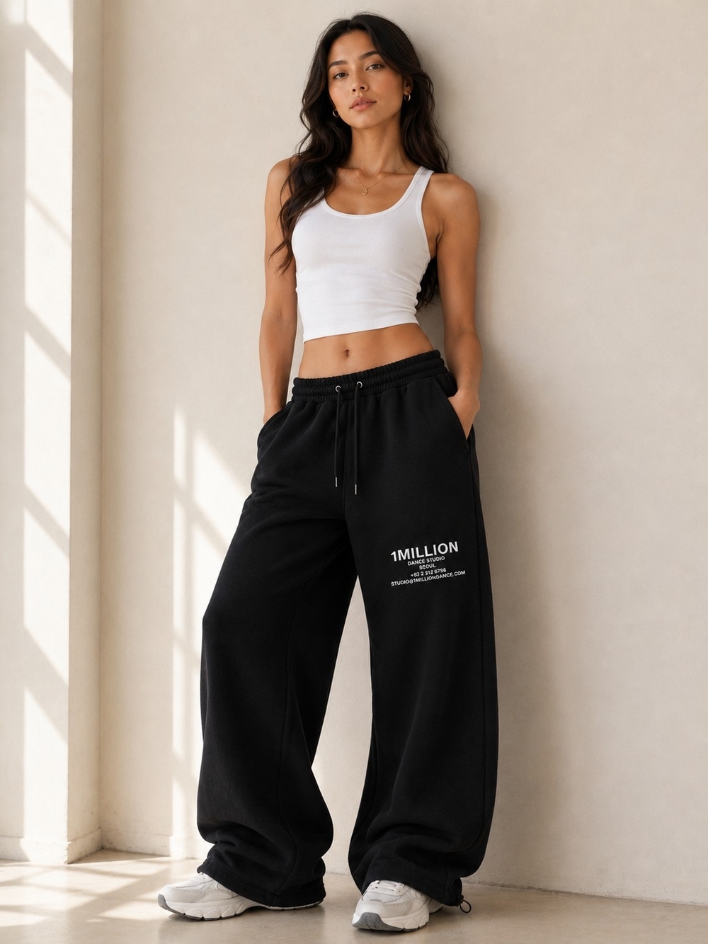 Black Wide-Leg Sweat Pants